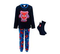 Marvel Spiderman Pigiama per Ragazzi, T-Shirt e Pantaloni Lunghi in Velluto, Pigiama 2 Pezzi e Calzini Antiscivolo, Regalo per Bambino, Taglie 3 a 8 Anni (IT, età, 3 Anni, Regular, Blu)