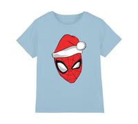 Marvel Spiderman Santa Hat T-Shirt Bambini, Azzurro Chiaro, 5-6 A
