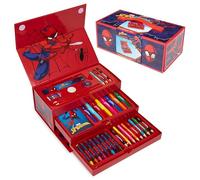 Marvel Spiderman - Set artistico per bambini, colori assortiti, matite colorate, pastelli, custodia per il trasporto (rosso)