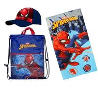 Marvel Spiderman Set Mare 3 Pezzi, Asciugamano, Sacca Zaino Leggero, Cappellino.