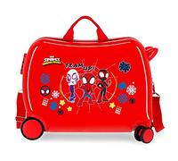Marvel Spiderman Spidey and Friends Valigia per bambini, ABS rigido Chiusura a combinazione laterale 34L 1.8 kg 4 ruote, Bagaglio a mano, Rosso