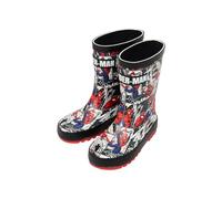 Marvel Spiderman, stivali di gomma impermeabili per bambini, con suola antiscivolo, con stampa fumetto, scarpe da pioggia per bambini, Nero , 32 EU