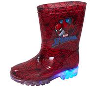 Marvel Spiderman, stivali di gomma per bambini, con luci lampeggianti, per pioggia e neve, Rosso, 23 EU