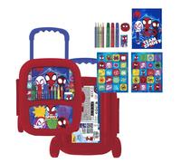 Set di cancelleria colorata Trolley Spidey - Kit scuola per bambini con ruote e accessori di Spidey e dei suoi amici, include adesivi, colori e attività