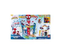 Marvel Spidey and His Amazing Friends Construction Zone Chaos Track Set - Pista da corsa doppia alta 2 piedi con zip line, zone di gioco e veicoli esclusivi