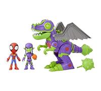 Marvel Spidey and His Amazing Friends Dino-Webs Goblinsaurus Mech Pack, 2 action figure e Dino Mech Suit, giocattoli prescolari super eroi per bambini dai 3 anni in su