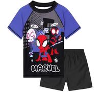 Marvel Spidey Costume Piscina Bambino 2 Pezzi Costumi da Bagno con Pantaloncini Bagno e Maglietta Piscina Bambino Idee Regalo (7-8 Anni, Nero)