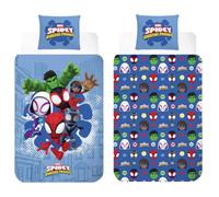 Marvel Spidey E I Suoi Fantastici Amici Set di Biancheria da Letto Reversibile | Copripiumino 140×200 cm + Federa 50×70 cm | 100% Cotone | Biancheria da Letto Ufficiale Marvel per Bambini