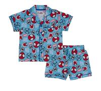 Marvel Spidey e i Suoi Fantastici Amici/Spiderman, 100% Cotone con Bottoni Pigiama a Maniche Corte, Spiderman, 4-5 Anni: 110cm, Blu