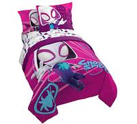 Marvel Spidey & His Amazing Friends Ghost Gwen - Set di 5 letti singoli con piumone e lenzuola, in microfibra super morbida resistente allo sbiadimento