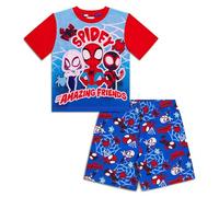 Marvel Spidey & His Amazing Friends Pigiama per ragazzi | Set pigiama corto Spider-Man | Biancheria da notte estiva in 100% cotone | Indumenti da notte per bambini da supereroe, Blu, 5-6 Years