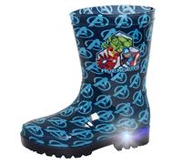 Marvel Stivali di gomma per bambini, con scritta "Avengers Light-Up" e Iron Man, Hulk, Capitan America, Wellingtons, Blu, 24 EU