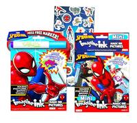 Marvel Store Spiderman Imagine Ink - Set di libri da colorare con adesivi, penne magiche, giochi, puzzle, labirinti, attività