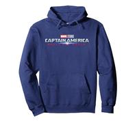 Marvel Studios Captain America: Brave New World Movie Logo Felpa con Cappuccio, Unisex per Adulti, Navy, M