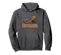 Marvel Studios’ I Am Groot Cutest Guardian of The Galaxy Felpa con Cappuccio, Unisex per Adulti, Grigio Scuro, M
