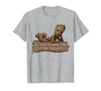Marvel Studios’ I Am Groot Cutest Guardian of The Galaxy Maglietta, Uomo, Grigio Melange, L