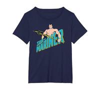 Marvel Sub-Mariner Namor Ritratto Maglietta, Donna Plus-Size, Navy, 1X