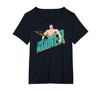 Marvel Sub-Mariner Namor Ritratto Maglietta, Donna Plus-Size, Nero, 1X