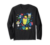 Marvel Super Heroes Avengers Iron Man Big Face Retro Maglia a Manica