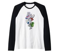 Marvel Super Heroes Graffiti Tag Paint Splatter Tower Logo Maglia con Maniche Raglan