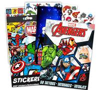 Marvel Super set di bomboniere Avengers ~ Il pacchetto include oltre 295 adesivi Avengers e 50 tatuaggi temporanei Avengers per bambini | Forniture per feste Marvel Avengers