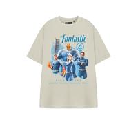 Marvel T-shirt Fantastic Four | T-shirt grafica opzioni per adulti unisex | Top girocollo a maniche corte | Abbigliamento scienziati, esploratori, protettori ed eroi | MCU Merch, Farina d'avena, L