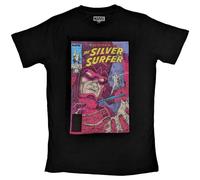 Marvel T Shirt Galactus & Argento Surfer Nuovo Ufficiale Uomo Nero