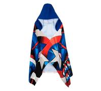 Marvel Telo Mare Bambino con Cappuccio Avengers Spider-Man, Asciugamano Microfibra 70x140 cm, Hulk e Captain America, Poncho Rapida Asciugatura Spiaggia e Piscina 3-8 Anni [18219 Capitan America]