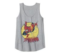 Marvel The Amazing Spider-Man Circle Ritratto Canotta, Donna, Grigio Melange, XL