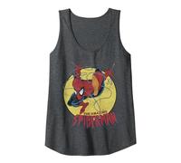 Marvel The Amazing Spider-Man Circle Ritratto Canotta, Donna, Grigio Scuro, L