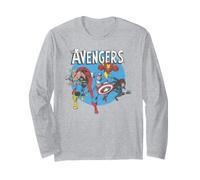 Marvel The Avengers Classic And Retro Group Portrait Vintage Maglia a Manica
