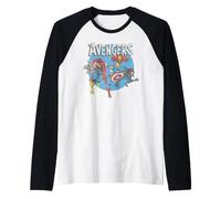 Marvel The Avengers Classic And Retro Group Portrait Vintage Maglia con Maniche Raglan