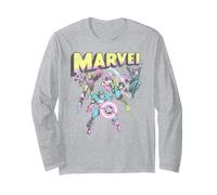 Marvel The Avengers Retro And Classic Group Portrait Vintage Maglia a Manica