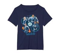 Marvel The Fantastic Four: First Steps Family Schematics Maglietta, Donna Plus-Size, Navy, 1X