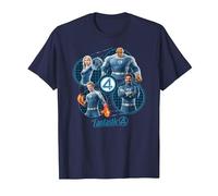 Marvel The Fantastic Four: First Steps Family Schematics Maglietta, Uomo, Navy, 5XL