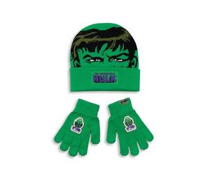 Marvel The Incredible Hulk Berretto verde e guanti per ragazzi | Accessori caldi invernali per bambini | Articoli essenziali per il divertimento all'aperto e il tempo libero