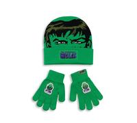 Marvel The Incredible Hulk Boys - Set di berretto e guanti verdi | Accessori invernali per bambini | Divertimento all'aperto e divertimento essenziale