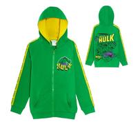 Marvel The Incredible Hulk Felpa con cappuccio per ragazzi Avengers con cerniera e zip per bambini cappotto leggero, Verde / Giallo, 4-5 Anni