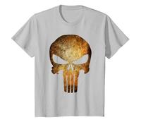 Marvel The Punisher Logo Anatomical Skull Maglietta, Bambini, Argento, 4 Anni