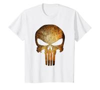 Marvel The Punisher Logo Anatomical Skull Maglietta, Bambini, Bianco, 8 Anni