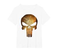 Marvel The Punisher Logo Anatomical Skull Maglietta, Donna Plus-Size, Bianco, 6X