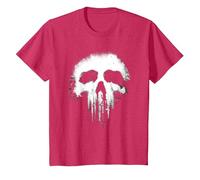 Marvel The Punisher Scary Grungy Skull Logo Maglietta, Bambini, Rosso mélange, 8 Anni