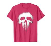 Marvel The Punisher Scary Grungy Skull Logo Maglietta, Uomo, Rosso mélange, 3XL