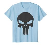 Marvel The Punisher Skull Blacked out Logo Maglietta, Bambini, Celeste, 6 Anni