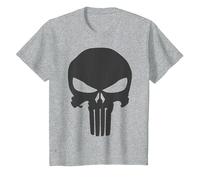 Marvel The Punisher Skull Blacked out Logo Maglietta, Bambini, Grigio Melange, 2 Anni