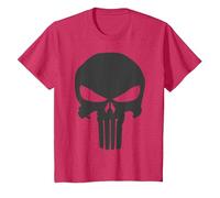 Marvel The Punisher Skull Blacked out Logo Maglietta, Bambini, Rosso mélange, 4 Anni