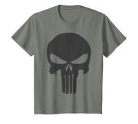 Marvel The Punisher Skull Blacked out Logo Maglietta, Bambini, Verde Militare mélange, 10 Anni