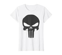Marvel The Punisher Skull Blacked out Logo Maglietta, Donna, Bianco, M