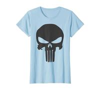 Marvel The Punisher Skull Blacked out Logo Maglietta, Donna, Celeste, M
