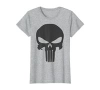 Marvel The Punisher Skull Blacked out Logo Maglietta, Donna, Grigio Melange, 3XL